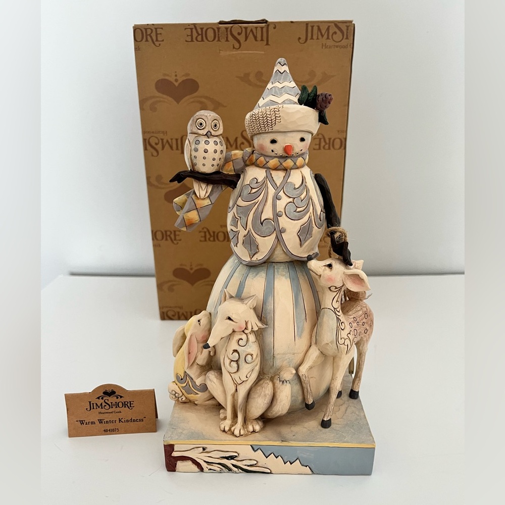 2014 Jim Shore Woodland Snowman with Animals Warm Winter Kindness 4041075 IOB